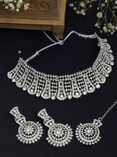 Glamourous Stone Studded Floral Choker Necklace Set Aanya