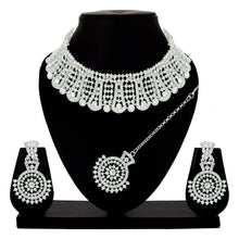 Glamourous Stone Studded Floral Choker Necklace Set Aanya