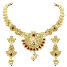 Glorious Floral Antique Gold Plated Necklace set - Aanya