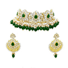 Gold Plated Ethnic Design Pearl & Beads Choker Necklace Jewellery Set - Aanya