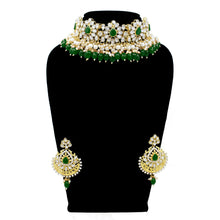 Gold Plated Ethnic Design Pearl & Beads Choker Necklace Jewellery Set - Aanya