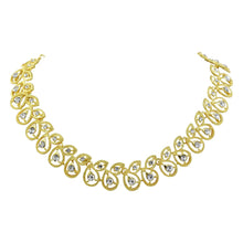 Gold Plated Leafy Design Austrian Diamond Alloy Choker Necklace Jewellery Set - Aanya