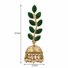 Gold Plated Leaves Twig Traditional Alloy Green Color Jhumki Earring - Aanya
