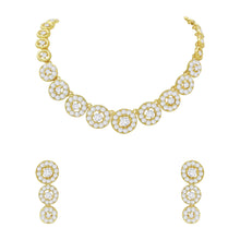 Gold Plated Round Shape Design Austrian Diamond Alloy Choker Necklace jewellery Set - Aanya