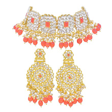 Gold Plated Traditional Stone Work Choker Necklace Set - Aanya
