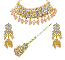 Golden Peach Radiance choker Necklace set - Aanya