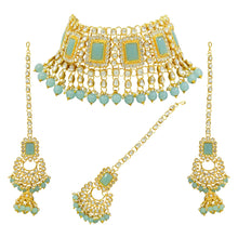 Gorgrous look Kundan Choker Necklace Jewellery Set For Women & Girls. - Aanya