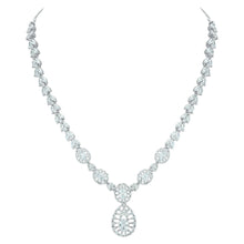 Graceful Grove American Diamond Leaf Long Necklace Set - Aanya