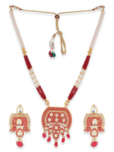 Kundan Nrcklace Mala Set With Minakari And Light Green Colour Beads - Aanya