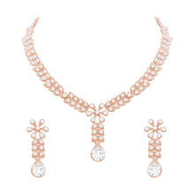 Leafy  Simple & Glossy Look Austrian Diamond Choker Necklace Jewellery Set - Aanya
