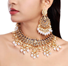 Peacock Design Meenakri Work Kundan Gold plated Wedding Jewellery choker necklace set - Aanya