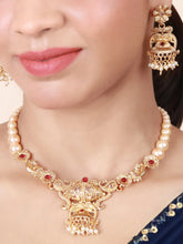 Peacock Floral Antique Gold Plated Necklace set - Aanya