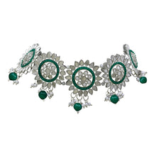 Round Shape Design Mirror Work Pearl & Beads Alloy Choker Necklace jewellery Set - Aanya