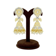 Round Shape Peacock Design Gold Plated Kundan Stone Pearl Work Jhumki Earring - Aanya