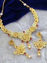 Royal Rajwadi Floral Antique Gold Plated Necklace set - Aanya