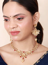 Royal Rajwadi Floral Antique Gold Plated Necklace set - Aanya