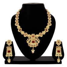 Royal Rajwadi Look Square Floral sided Antique Gold Plated necklace set - Aanya