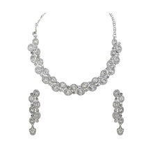 Silver Plated Austrian Diamond Round Shape Design Choker Necklace Jewellery Set - Aanya