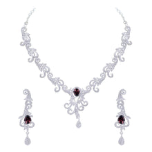 Silver Plated Brass American Diamond Western Collection Choker Necklace Jewellery Set - Aanya