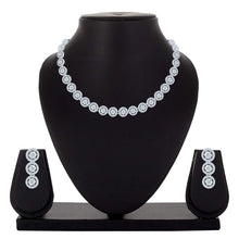 Silver Plated Hand Crafted American Diamond Floral Design Choker Necklace Set - Aanya