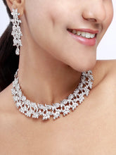 Silver Plated Leafy Design Choker Necklace jewellery set - Aanya