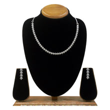 Silver Plated Star Shape Design American Diamond Brass Choker Necklace Jewellery Set - Aanya