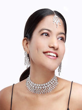 Silver plated Austrian Diamond Choker Necklace  Jewellery Set - Aanya
