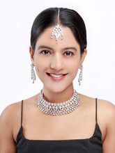 Silver plated Austrian Diamond Choker Necklace  Jewellery Set - Aanya
