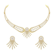 Simple & Elegant Design Gold Plated American Diamond Brass Choker Necklace Set - Aanya
