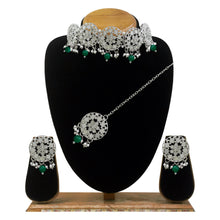 Simple & Elegant Ethnic Design Silver Plated Mirror Work Alloy Choker Necklace  Jewellery Set - Aanya