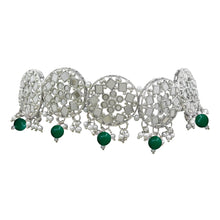 Simple & Elegant Ethnic Design Silver Plated Mirror Work Alloy Choker Necklace  Jewellery Set - Aanya