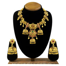 South Indian Collection Antique Matt Gold Plated Beautiful Choker Necklace Set - Aanya