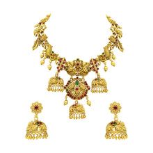 South Indian Collection Antique Matt Gold Plated Beautiful Choker Necklace Set - Aanya