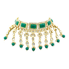 Square Kundan Gold Plated Pearl & Beads Choker Necklace Set - Aanya