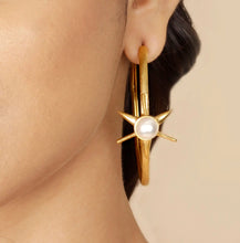 Star Pearl Hoop Earrings by Ira - Aanya