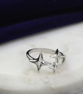 Tetrad star 925 Silver Adjustable Ring - Aanya