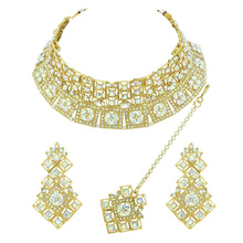 Traditional Charm Square Choker Austrian Diamond Necklace Set - Aanya