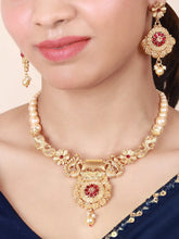 Traditional Decorative Antique Gold Plated Necklace Set - Aanya