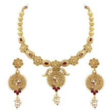 Traditional Decorative Antique Gold Plated Necklace set - Aanya