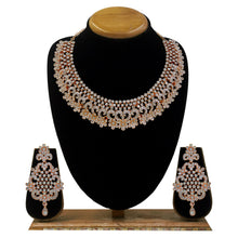 Traditional Design Rose Gold Plated Austrian Diamond Choker Necklace Jewellery Set - Aanya