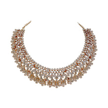 Traditional Design Rose Gold Plated Austrian Diamond Choker Necklace Jewellery Set - Aanya