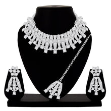 Traditional Rhodium Plated Austrian Diamond Choker Necklace Set Aanya