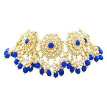 Traditional Round Shape Design Gold Plated Kundan Stone Work & Beads Choker Necklace Jewellery Set - Aanya