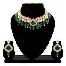 Triangle Brilliance Kundan Choker Stone & Beaded Necklace Set. - Aanya