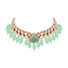 Triangle Brilliance Kundan Choker Stone & Beaded Necklace Set. - Aanya