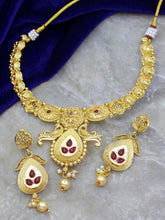 Twin Peacock Antique Gold Plated Necklace set - Aanya