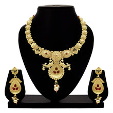 Twin Peacock Antique Gold Plated Necklace set - Aanya