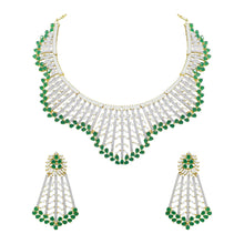 Wedding Collection Gold Plated Attractive Look American Diamond Brass Choker Necklace Jewellery Set - Aanya