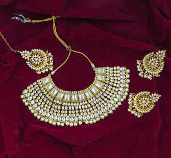 Wedding Collection Kundan Pearl Choker Necklace Set - Aanya