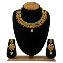 Wedding Collection Traditional Antique Design Gold Plated Floral Choker Necklace Jewellery Set - Aanya